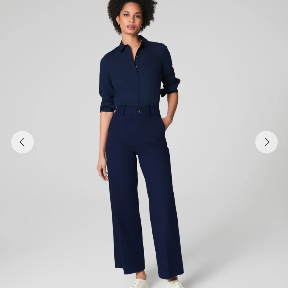 SPANXsupersmooth™ Stretch Twill Cropped Wide Leg Pant Timeless Navy Size XL